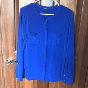 Blue button top